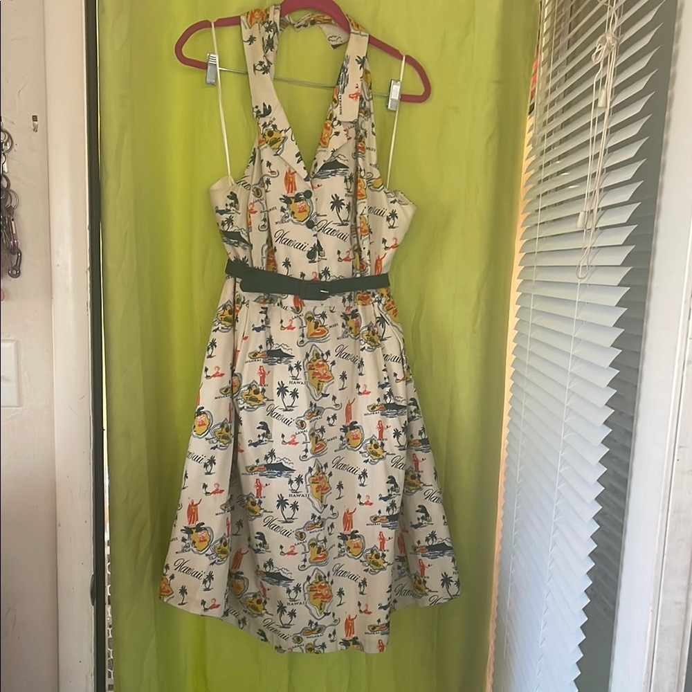 Tropical Print Halter Dress